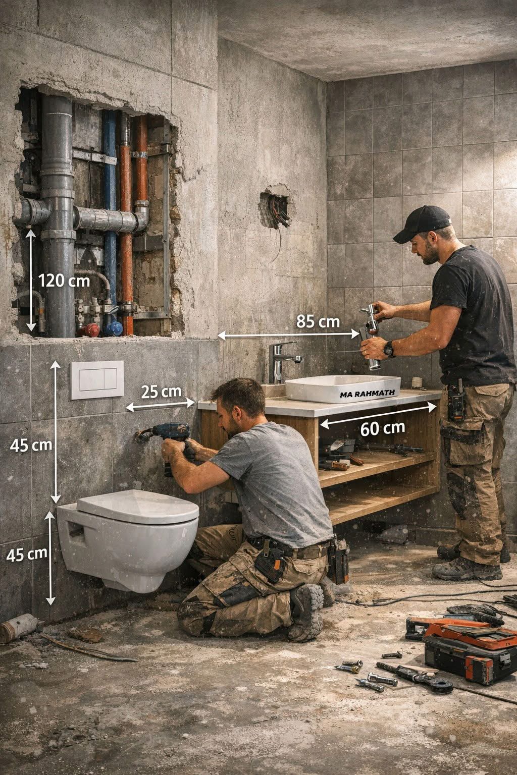Renovare baie profesională Madexon - instalații sanitare moderne București